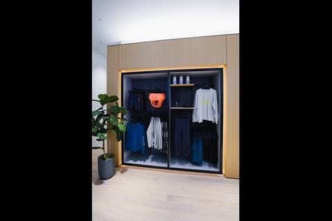 Interior of Peloton store, Covent Garden, London, showing products on display